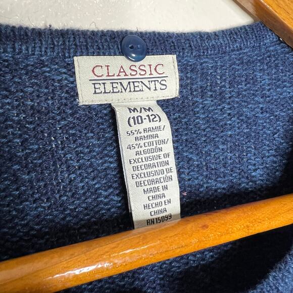 Vtg Classic Elements Sweater Jacket Medium Reindeer Ugly Christmas Full Zip 90s - Picture 6 of 7